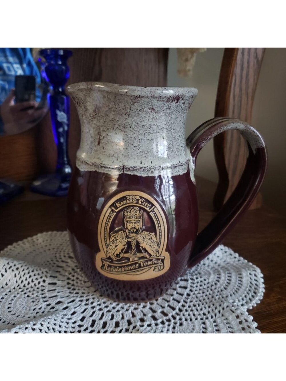 Kansas City Renaissance Festival 2009 Brown Drip Glaze Hand Thrown Pitcher